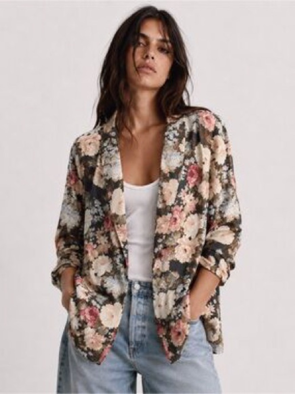 Aritzia Talula Floral Print Kent Blazer